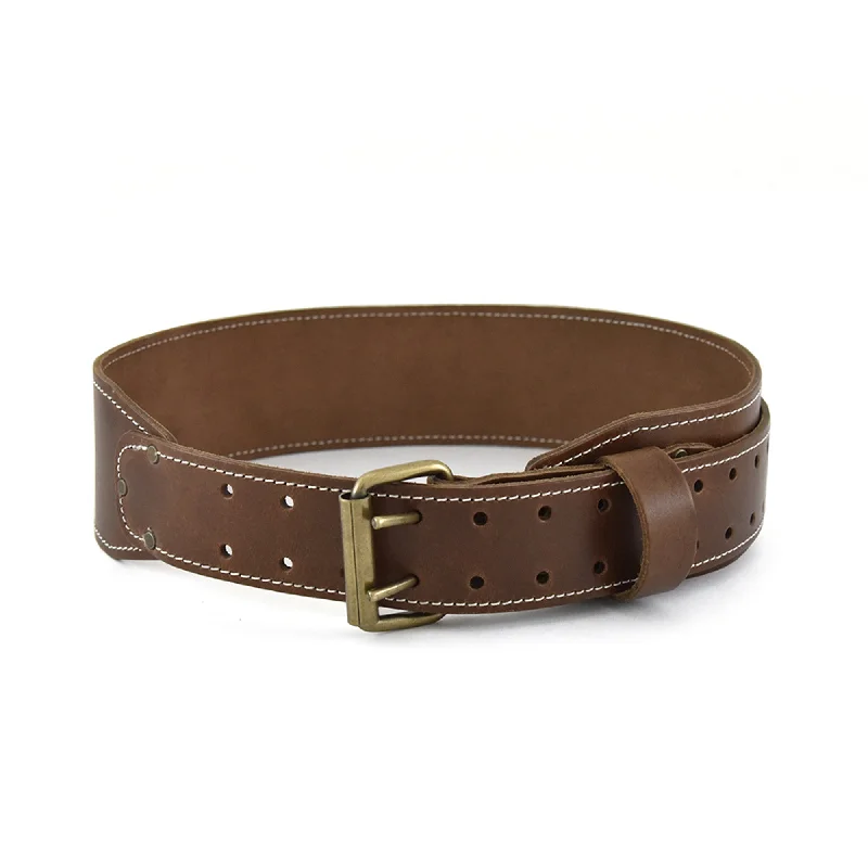 elastic waist belt for casual wear -98437 - 3 Inch Wide Tapered Dark Tan Leather Work Belt | Style n Craft