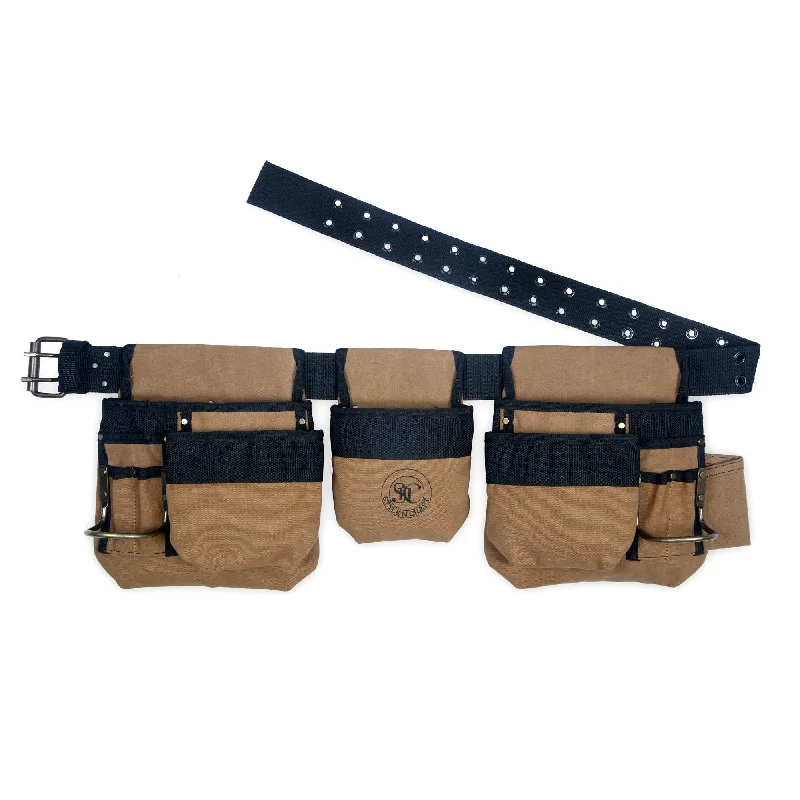 casual men’s leather belt with large buckle -97425 - 4 Piece 12 Pocket Carpenter's Tool Belt Combo in Waterproof Canvas | Style n Craft