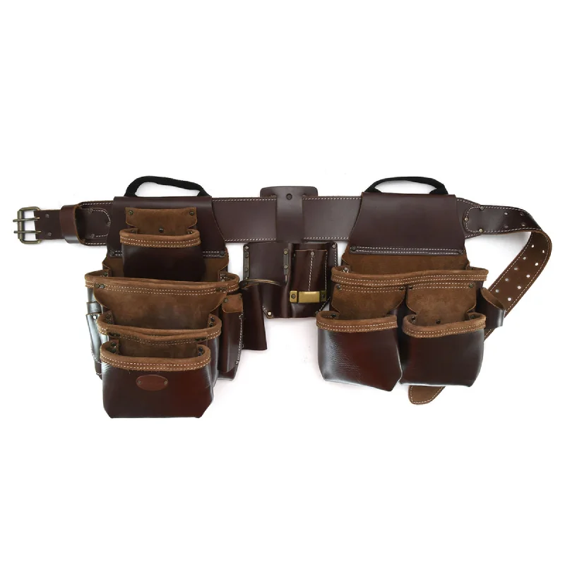 brown waist belt with silver buckle -98454 - 4 Piece 22 Pocket Pro Framer's Combo in Full Grain Leather | Style n Craft