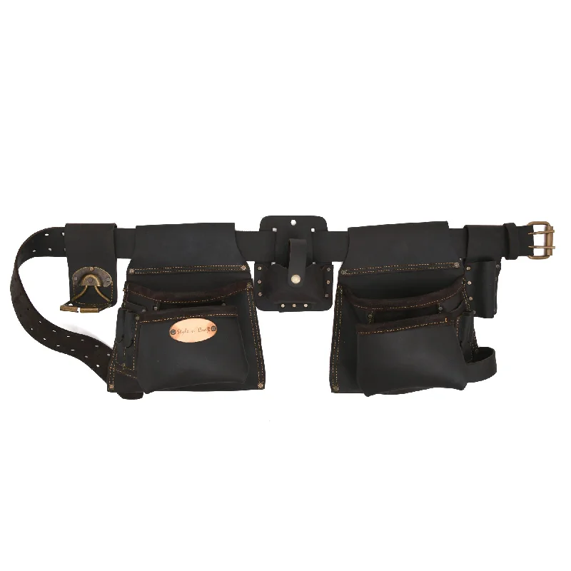 leather waist belt with rose gold buckle -90420 - 6 Piece 10 Pocket Carpenter's Tool Belt Combo in Full Grain Oiled Leather | Style n Craft