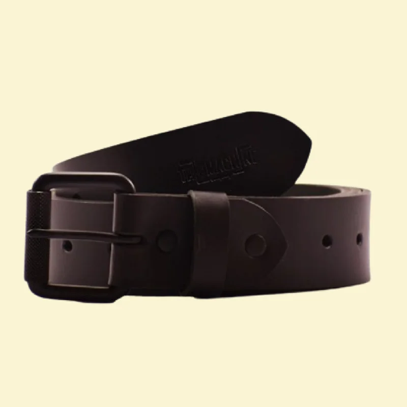 leather waist belt with studs -belt - matt black single pin