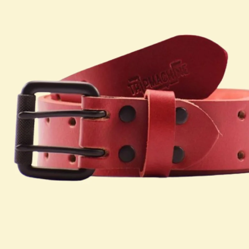 belt for men’s dress pants -belt - cherry red double pin