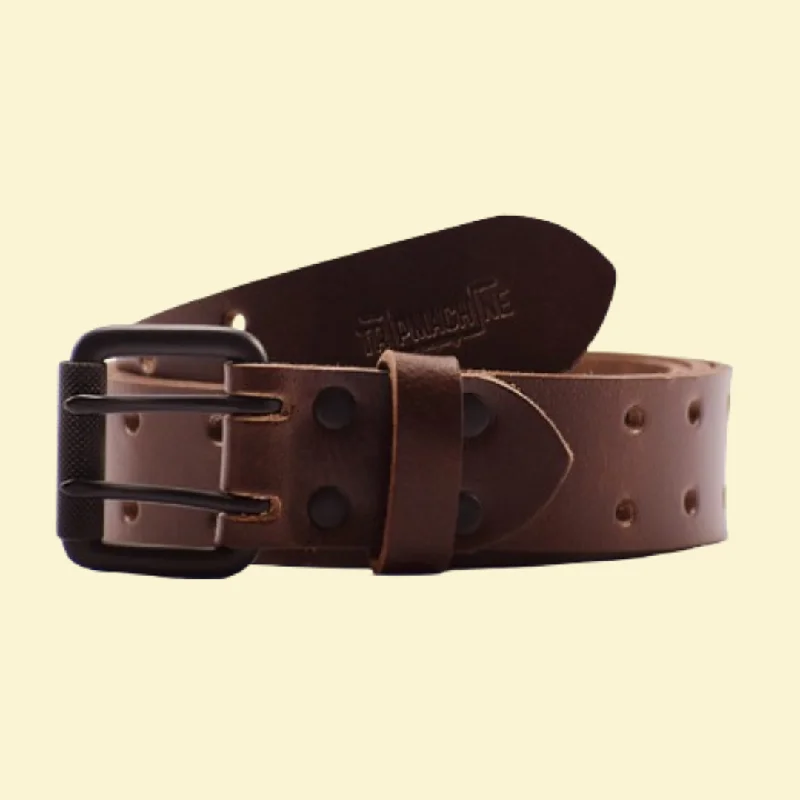 braided waist belt for casual wear -belt - tobacco brown double pin