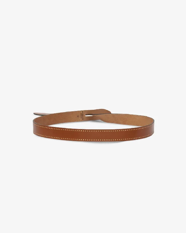 leather belt with engraved buckle -Lecce Belt