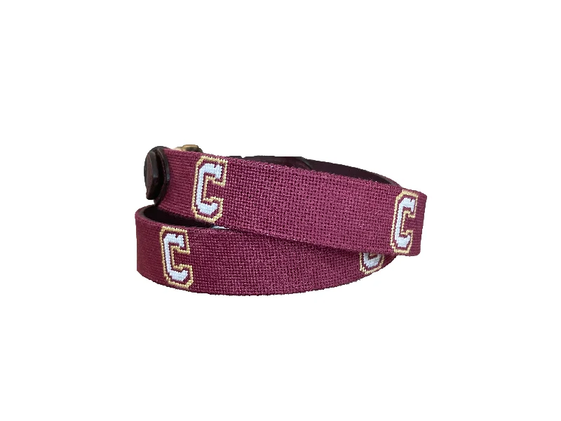 modern leather belt for casual wear -College of Charleston Hand-stitched Needlepoint Belt