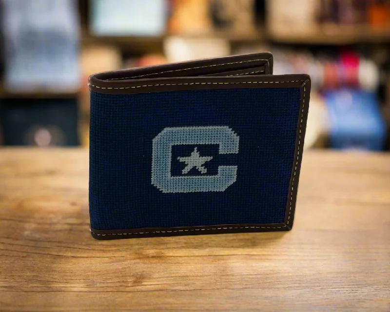 leather belt for plus size pants -Citadel C-Star Logo Needlepoint Wallet