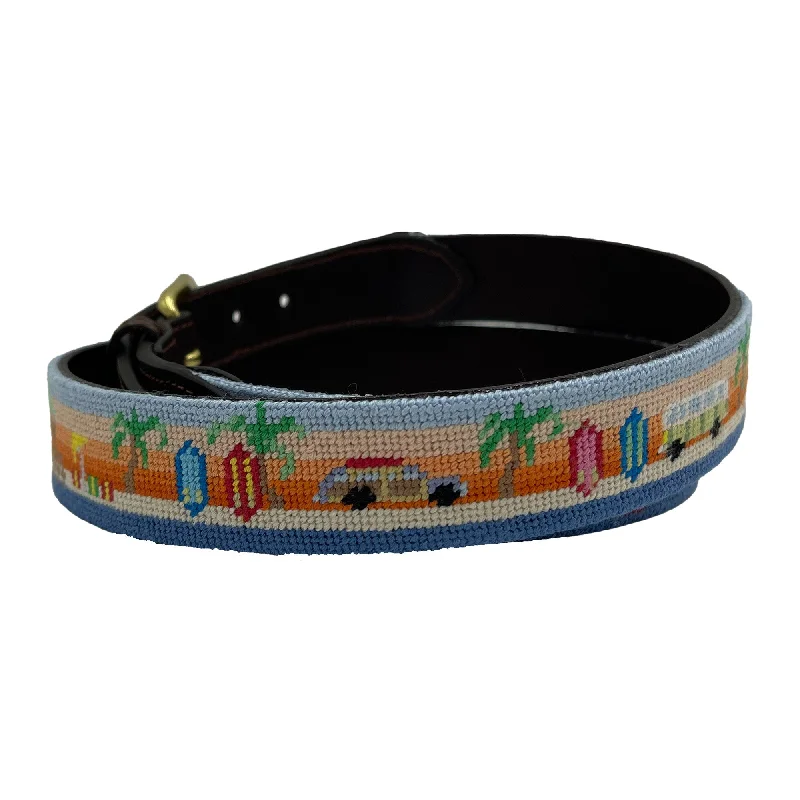 unique designer waist belt -Folly Beach Sunrise Hand-stitched Needlepoint