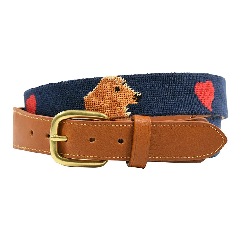 belt for daily casual use -Charleston Belt Golden Dog Hand-stitched Needlepoint Belt - Kids