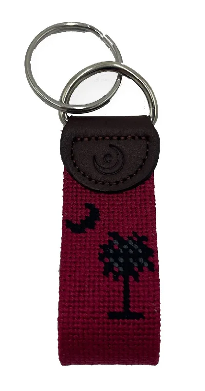 leather belt for outdoor pants -Key Fob - Palmetto Moon Garnet Black Combo