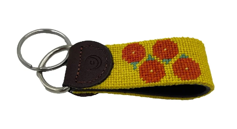 braided waist belt for casual wear -Key Fobs - Marigold Flower Hand-stitched Needlepoint