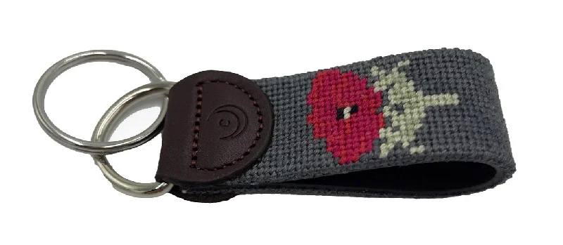 women’s belt for casual wear -Key Fobs - Poppy Flower Hand-stitched Needlepoint