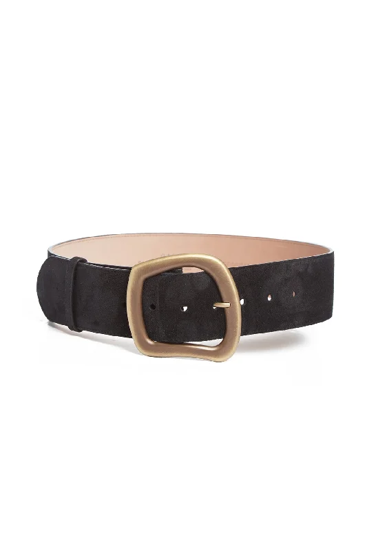 sleek leather belt for men’s trousers -Large Simone Belt in Black Suede