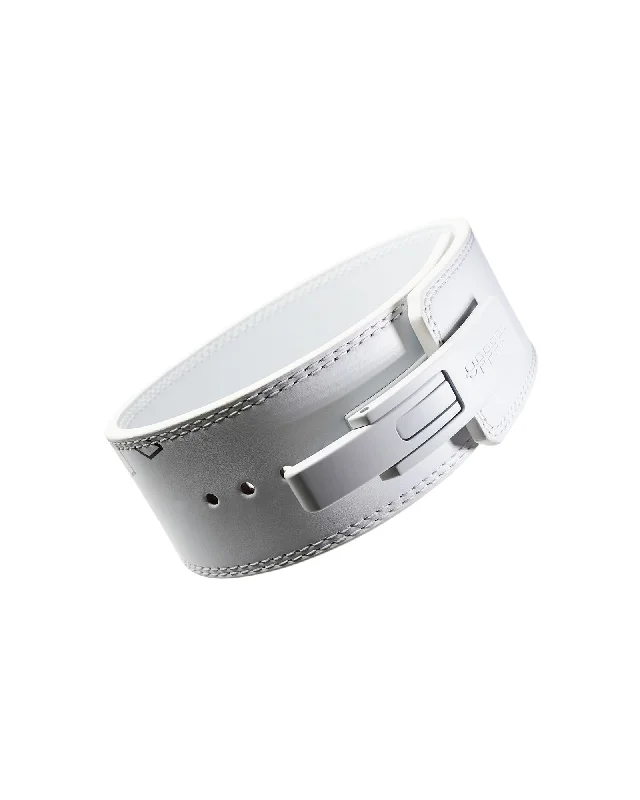 leather waist belt with gold accents -Lever Belt White