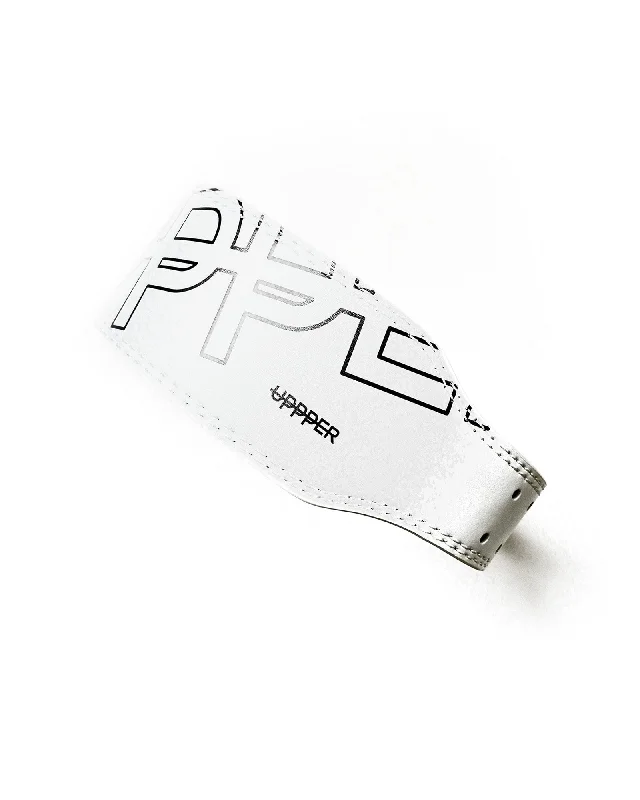 belt with embossed leather design -Lifting Belt White