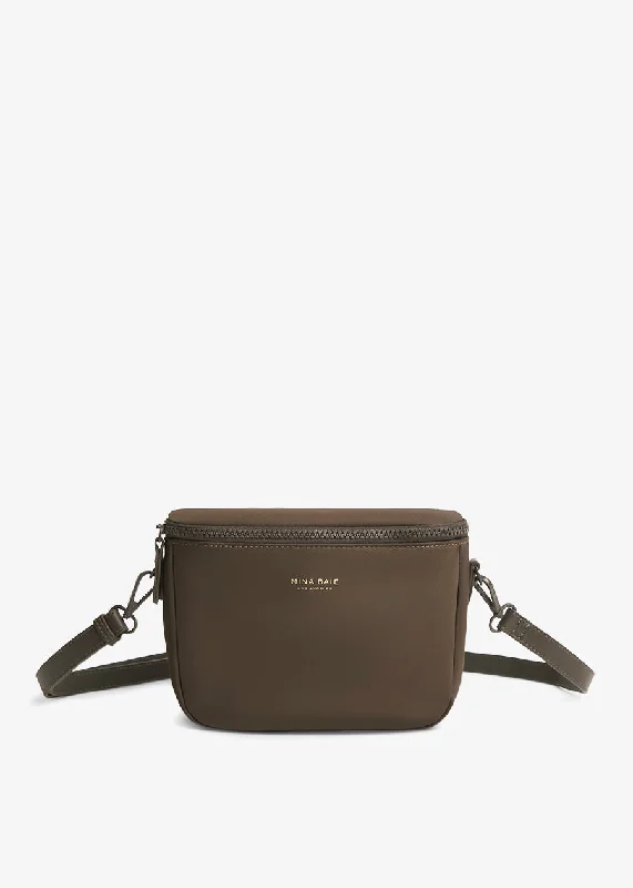 simple brown leather waist belt -MINA Fanny (Nylon)