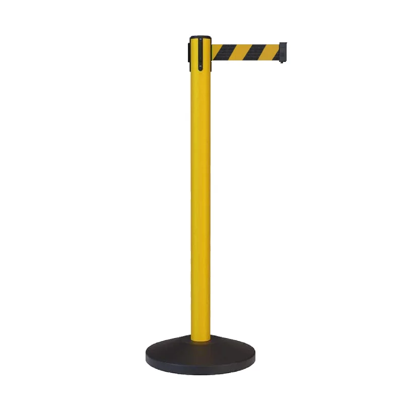 leather belt for office pants -CCW Series RBB-100 Retractable Belt Barrier Stanchion, Sloped Base, Yellow Post - 11 ft. Belt