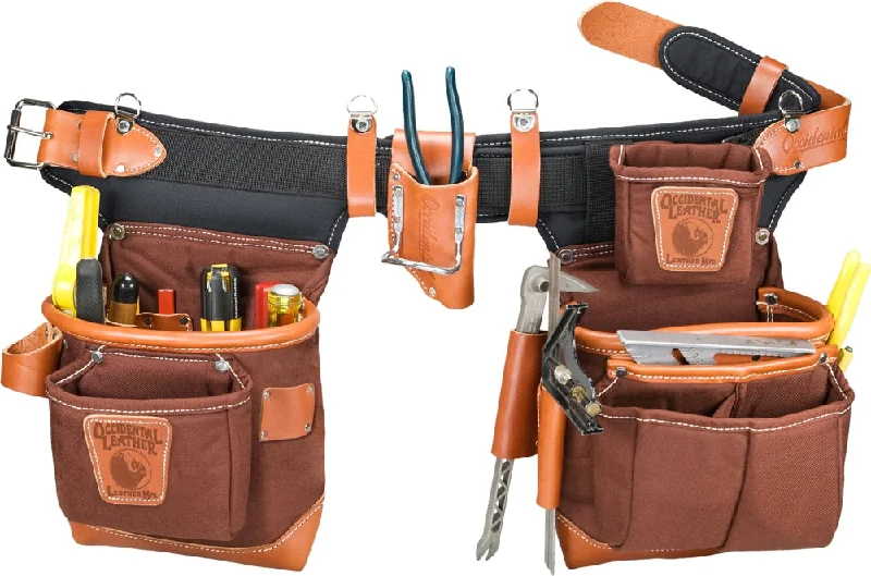 black belt for plus size pants -Occidental Leather 9855LH Café Left Handed Adjust-to-Fit FatLip Tool Belt Set