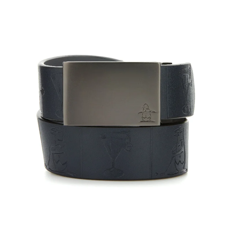 reversible black belt for men -Reversible Cocktail Embossed Golf Belt