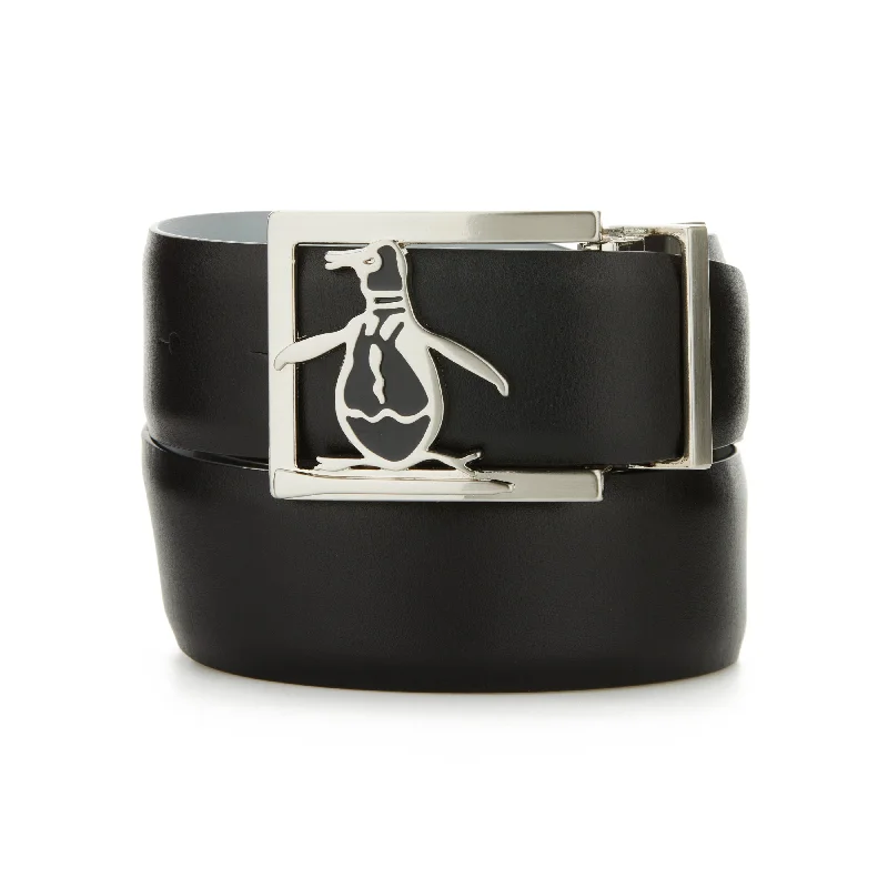 casual black waist belt with buckle -Reversible Leather Belt