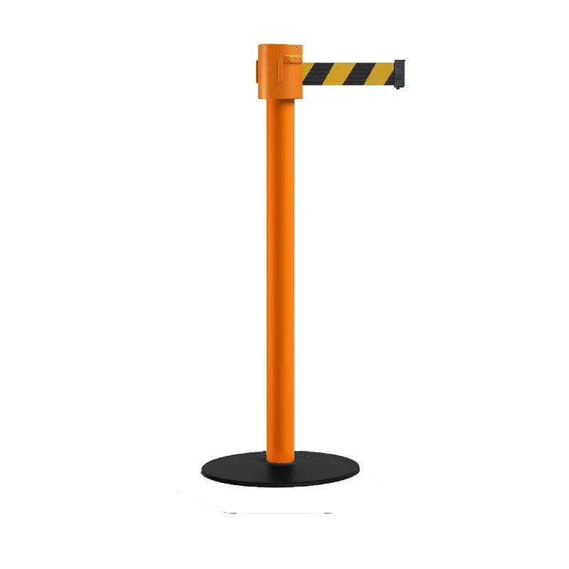 luxury waist belt with metallic buckle -Safety Portable Retractable Belt Barrier Stanchion with Low Profile Base, Orange Post, 35 Ft Belt - Montour Line MSX760