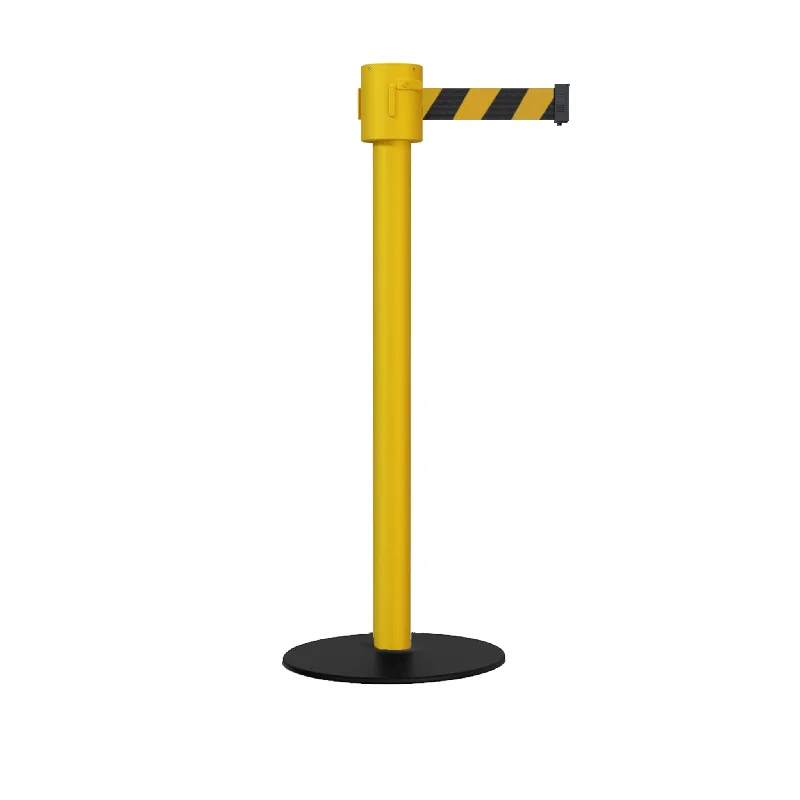 belt with textured design -Safety Portable Retractable Belt Barrier Stanchion with Low Profile Base, Yellow Post, 35 Ft Belt - Montour Line MSX760