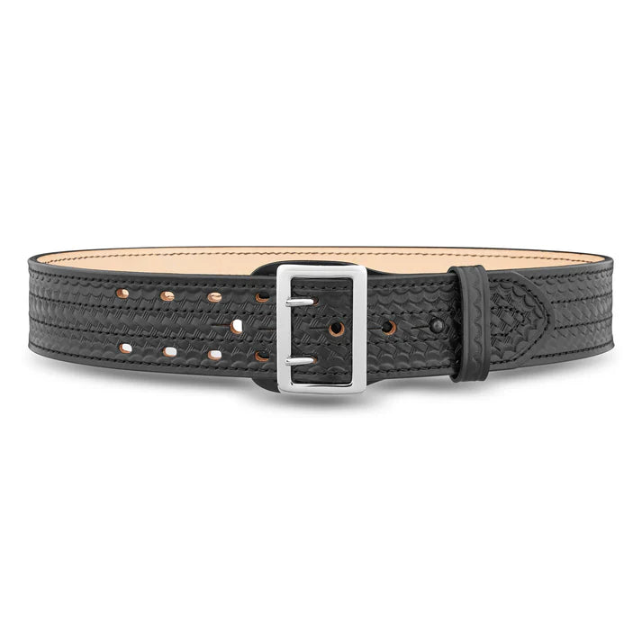 leather belt with oval buckle -Dutyman 2-1/4" Basketweave Leather Sam Browne 4-Row Stich Duty Belt