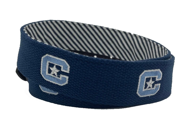 buckle waist belt with chain detail -The Citadel Officially Licensed Logo Navy Canvas Belt