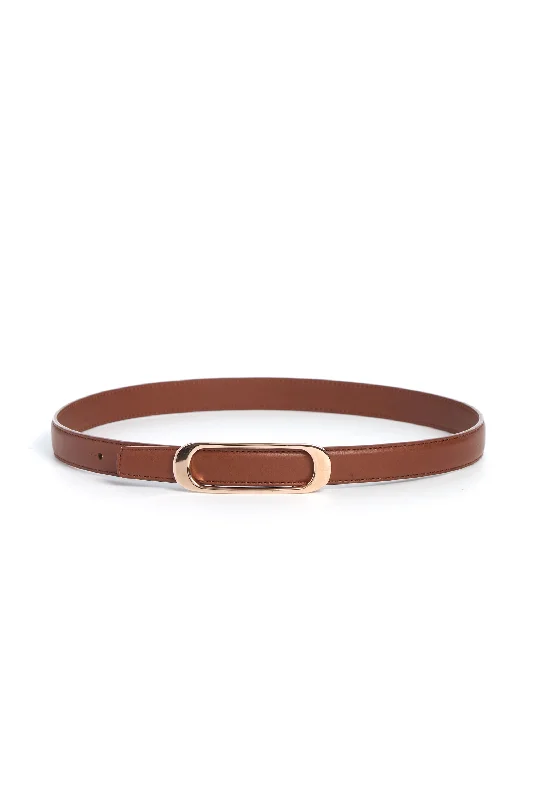 casual black belt with buckle -Timon Belt in Cognac Leather