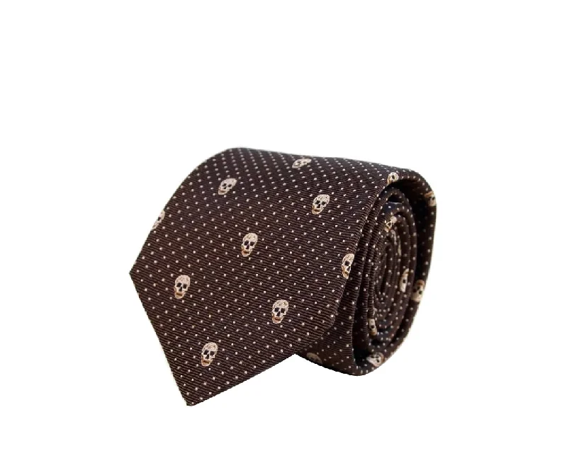 affordable business necktie sets-Alexander McQueen Men's  Skull Polka Dot Silk Tie