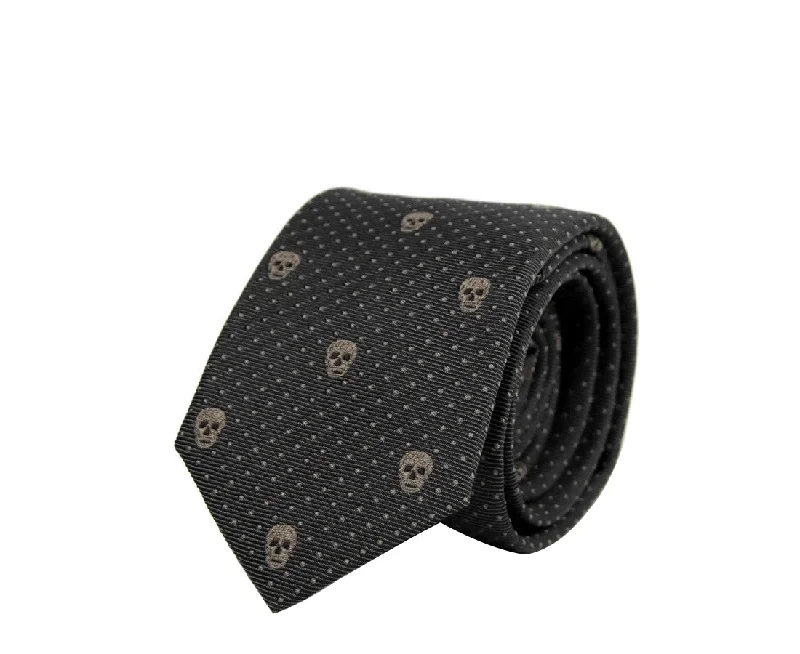 formal event necktie styles-Alexander McQueen Men's  Skull Polka Dot Silk Tie (5 Cm)