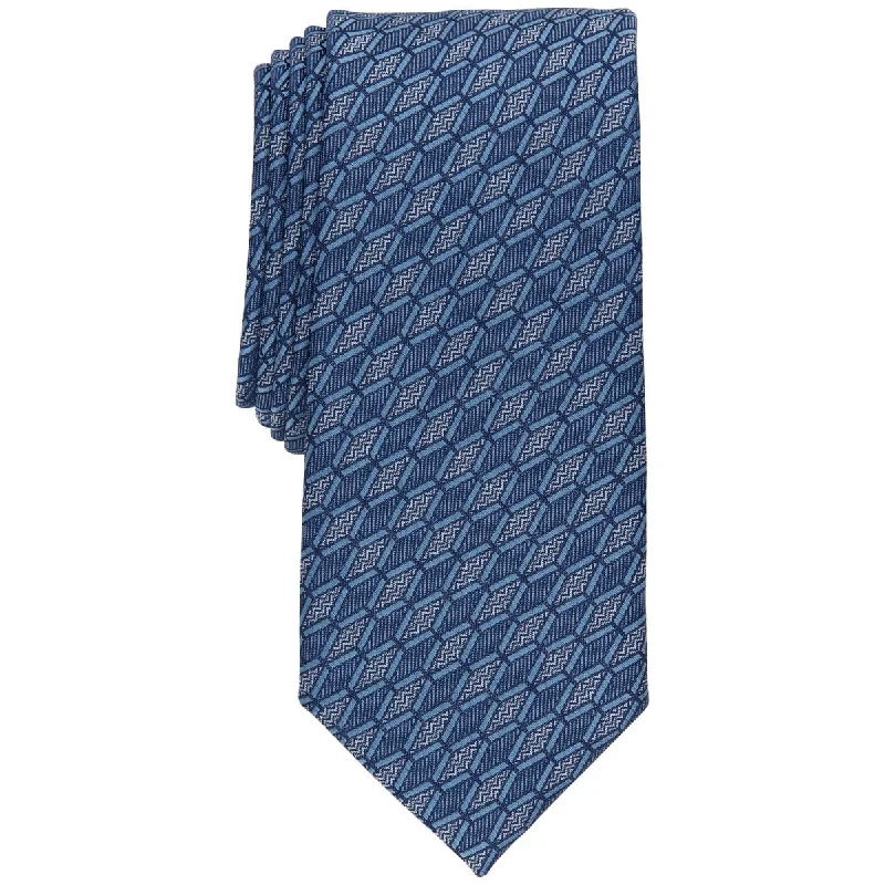 vibrant necktie patterns for men-Alfani Men's Harper Geo Print Tie Blue Size Regular