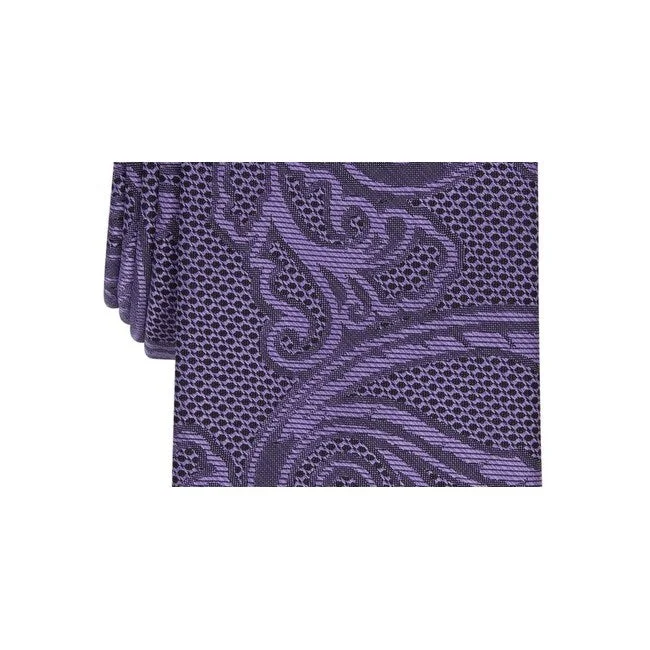 affordable wedding tie sets-Alfani Men's Slim Paisley Tie Purple Size Regular