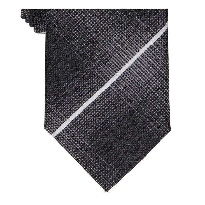 affordable designer neckties for men-Alfani Men's Slim Plaid Tie Black Size Regular