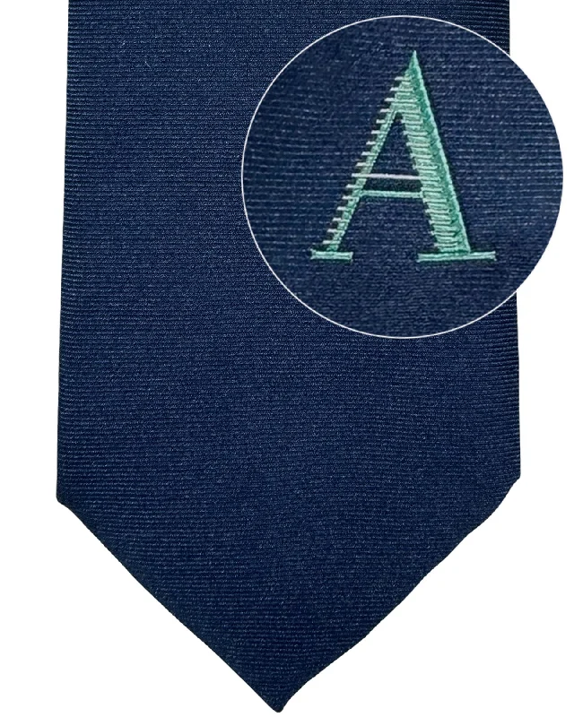 best quality office necktie designs-Armani Silk Tie Dark Blue Grosgrain A Logo