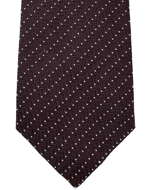 high-quality men's necktie designs-Armani Silk Tie Maroon Silver Stripes