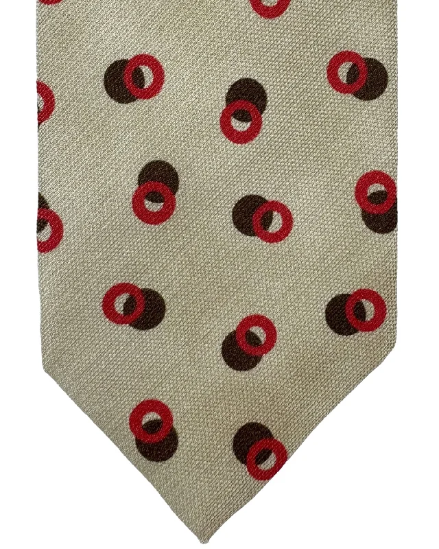 silk necktie colors for business-Barba Sevenfold Tie Taupe Geometric Design - Sartorial Neckwear SALE