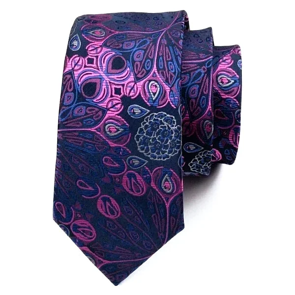 unique men's tie patterns-Classy Men Blue Pink Peacock Silk Tie