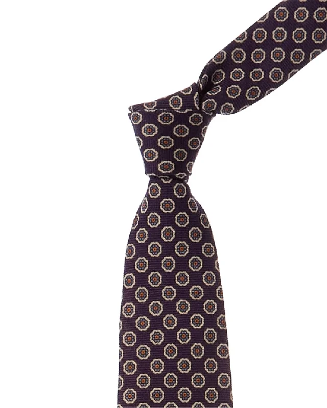 business casual necktie ideas-Brooks Brothers Open Blue Flower Wool Tie