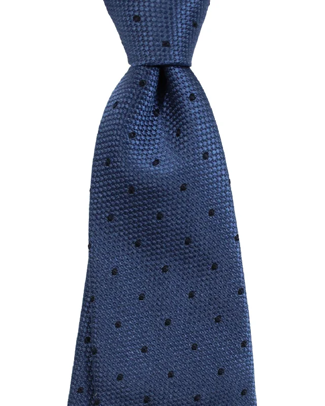 office silk necktie sets-Brunello Cucinelli Dotted Midnight Blue Men's Tie