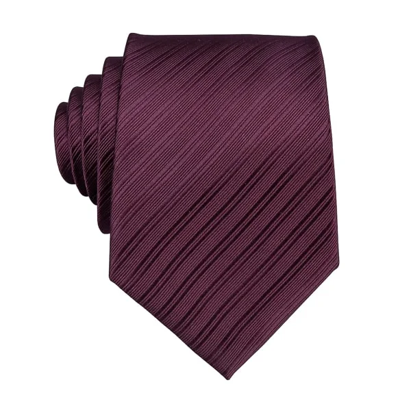 stylish bow ties for formal occasions-Classy Men Burgundy Striped Silk Necktie