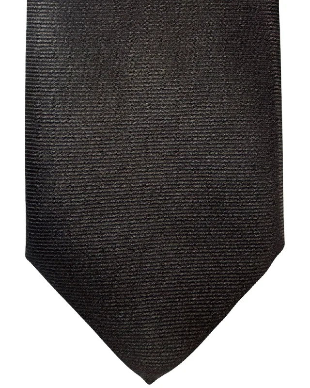 business casual silk ties-Canali Tie Dark Brown Grosgrain - Jacquard Silk