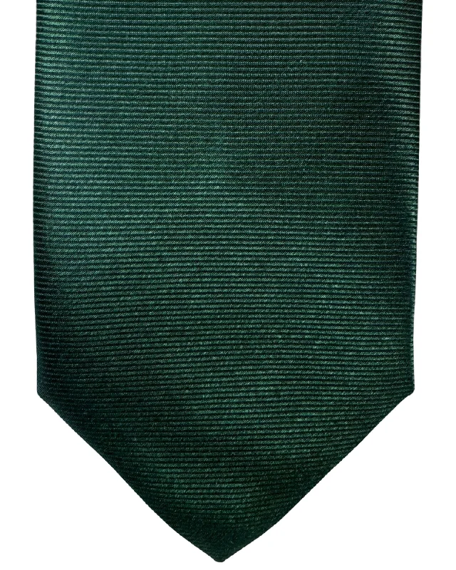 modern silk necktie styles-Canali Tie Dark Green Grosgrain - Jacquard Silk