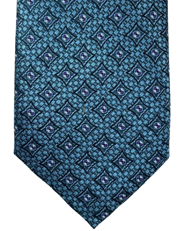 high-quality silk necktie sets-Canali Tie Midnight Blue Purple Geometric - Jacquard Silk