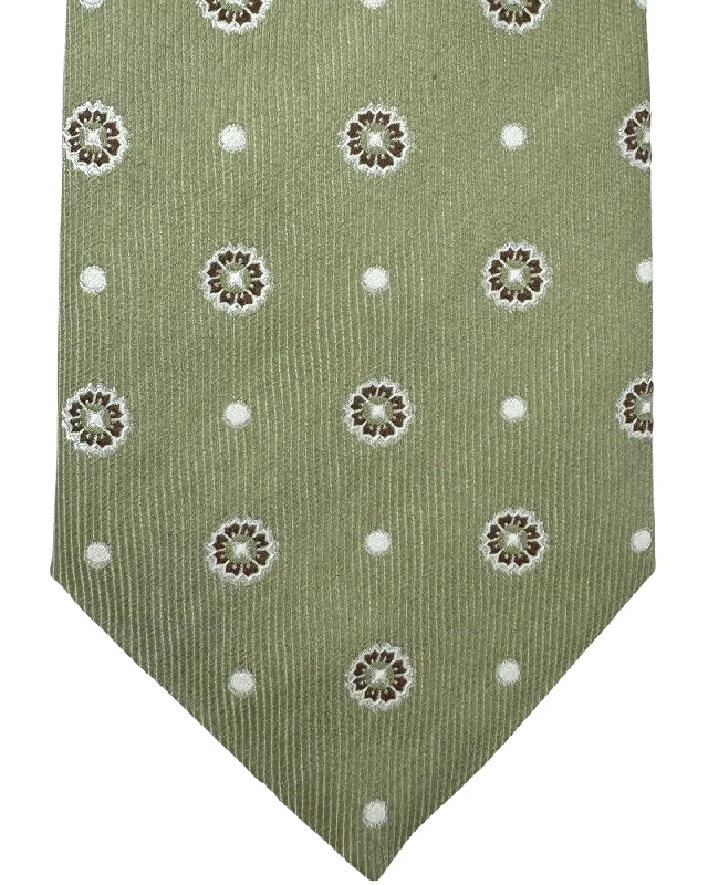 solid color neckties for business-Church's Tie Sage Gray Green Mini Floral FINAL SALE