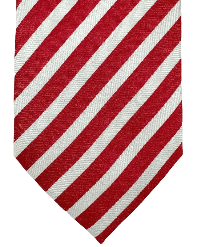 best necktie designs for interviews-Church's Tie White Red Stripes