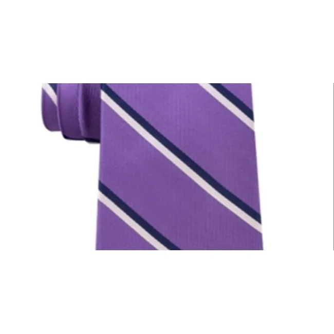 silk ties for luxury events-Club Room Men's Adam Twill Stripe Silk Tie Purple Size Regular