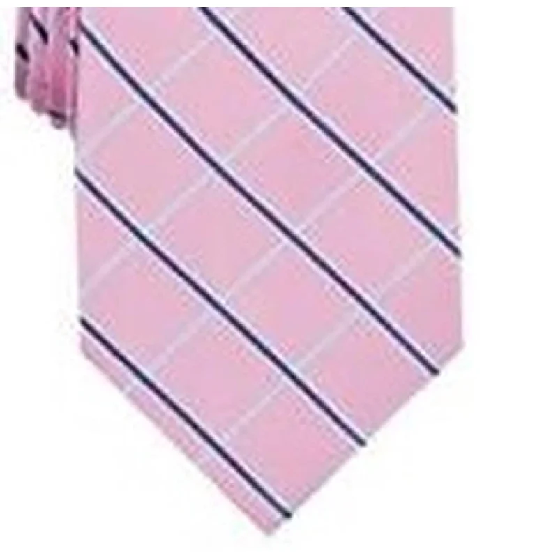 office silk necktie sets-Club Room Men's Classic Grid Tie Pink Size Regular