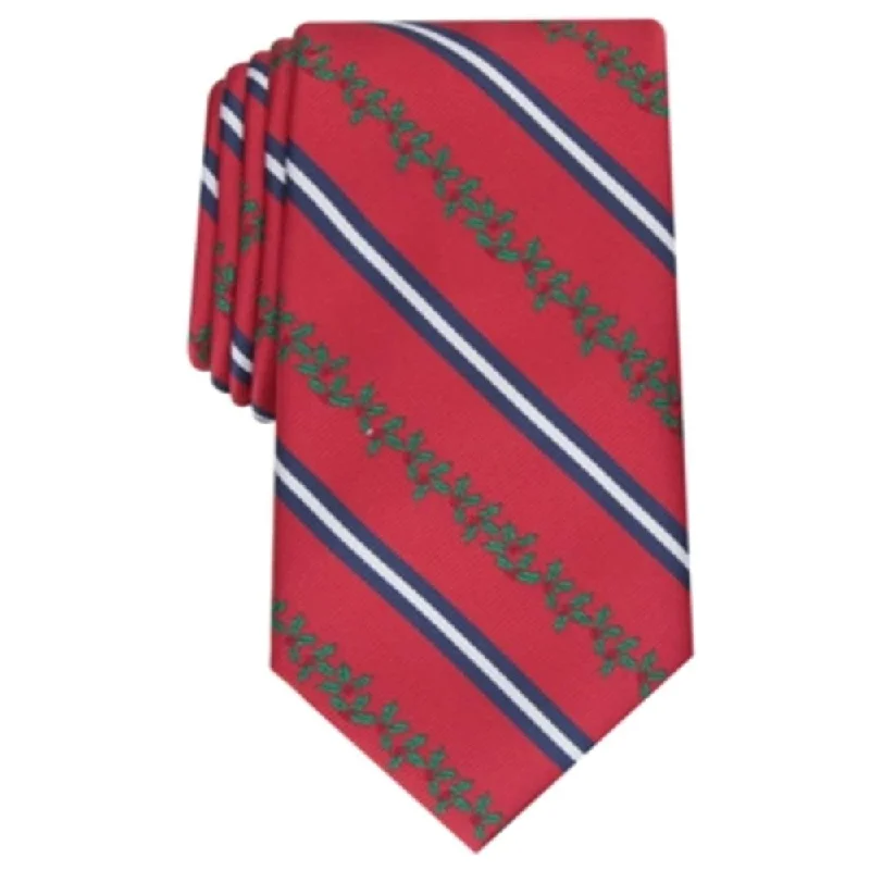 silk tie patterns for formal occasions-Club Room Men's Classic Holly Stripe Tie Red Size Regular - One Size