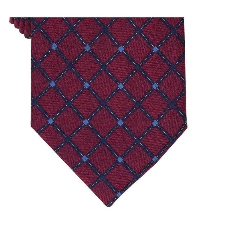 professional men's necktie sets-Club Room Men's Stanton Grid Tie Red Size Regular