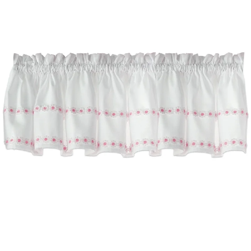 unique necktie designs for office-Daisy Mae Embroidered Curtain Parts- Tier, Swag and Valance Options (Pink)